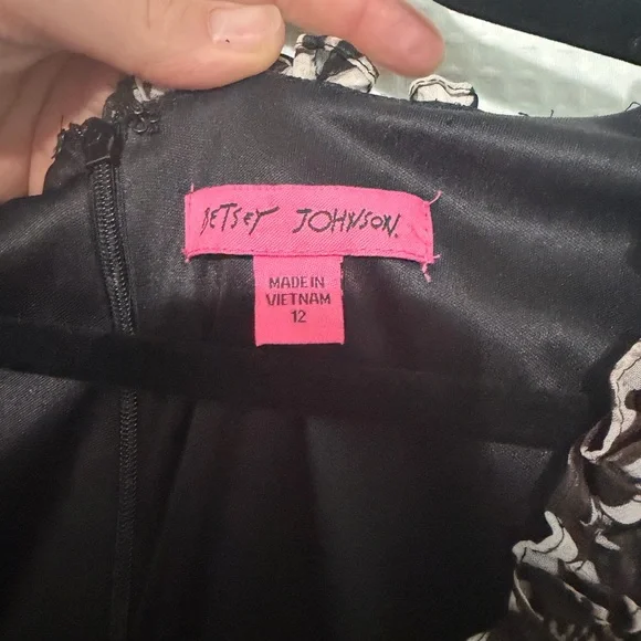 Betsey Johnson Leopard Zebra Print Ruffle Babydoll Dress Sheer Sleeve Sz 12 - Picture 5 of 6